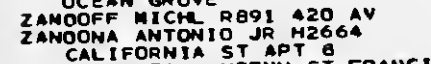 Zandona Antonio 1968 San Francisco Polk Directory Page 1807