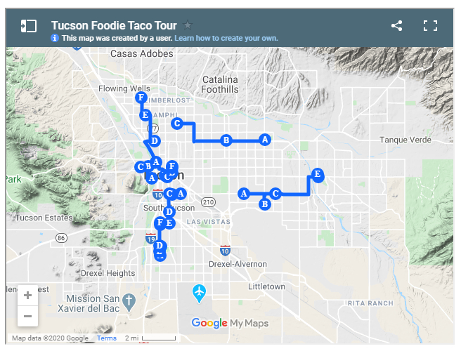 Tucson taco tour master map