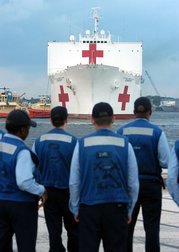 USNS Comfort takes on supplies at Mayport, FL en route to Gulf Coast.