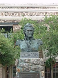 A bust of Andrew Jackson at the Plaza Ferdinand VII, where Jackson was sworn in as Governor.