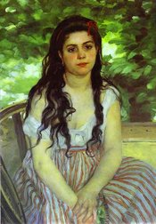Pierre-Auguste Renoir, The Bohemian (or Lise the bohemian), 1868, oil on canvas, Berlin, Germany: Nationalgalerie.