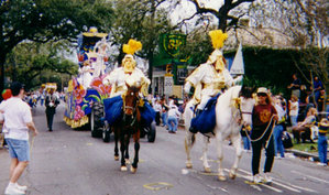 Mounted Krewe Officers in the Thoth Parade during Mardi Gras.