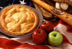 Apple pie shown alongside U.S. cultural icons