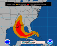 Hurricane Katrina wind swath as depicted in a National Weather Service graphic.
