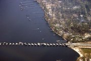 Highway 90 Ocean Springs: Biloxi bridge destroyed.