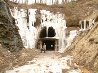 Ice formations and temorarily covered entrance