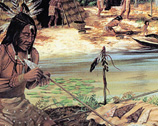An Indian makes spear points.
