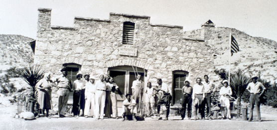 Visitors stand in front of the Hot Springs store & post office, 1930s Visitors stand in front of the Hot Springs store & post office, 1930s