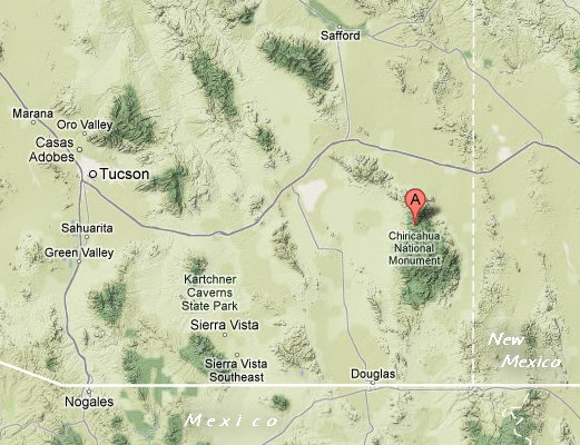 Location of the Chiricahua Mountains