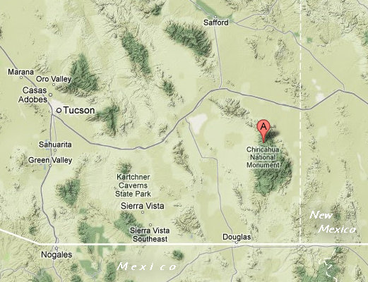 Location of the Chiricahua Mountains Location of the Chiricahua Mountains