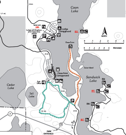 Marked hiking map of Scenic State Park MN Marked hiking map of Scenic State Park MN