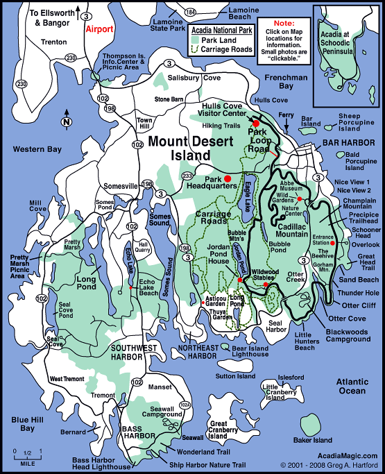 Acadia Mational Park Map Acadia Mational Park Map