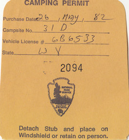 Camping permit May 1982