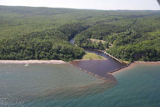 Aerial image of the Black River shoreline