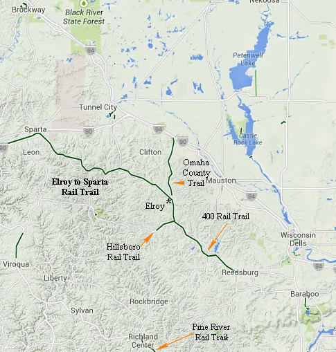 Click for a Elroy to Sparta Rail Trail map Click for a Elroy to Sparta Rail Trail map