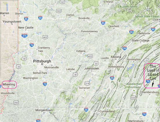 Terrain map of Pennsylvania