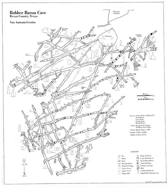 Map of Robber Baron Cave: Bexar County (San Antonio) TX 