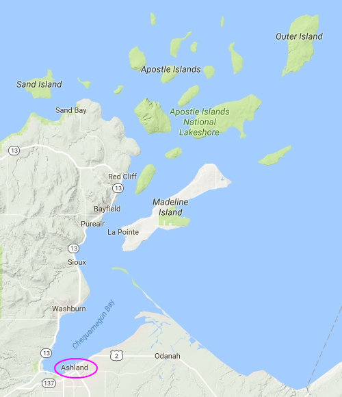 Area of Ashland WI and the Apostle Islands