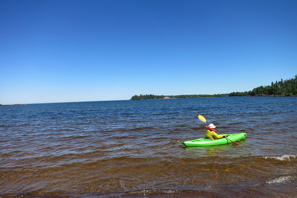 Betsy kayaking in Eagle Harbor