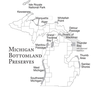 Map of Michigan’s Underwater Preserve System