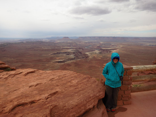 My Senior Hottie enjoying the view from Island in the Sky (Willow Flat) Campground in Canyonlands NP
