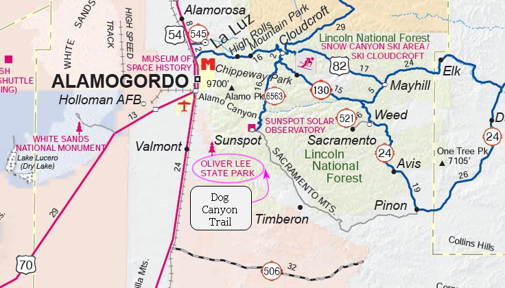 Alamogoro area NM state map