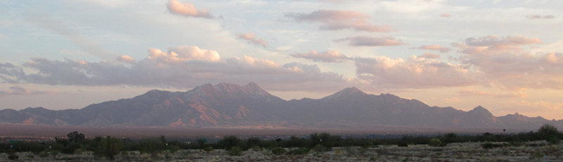 The Santa Rita mountain with Mt Wrightson on the left and My Hopkins on the right. Source: WikiPedia