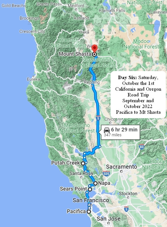Day 6: Pacifica to Mt Shasta