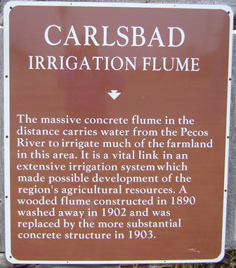 Roadside historical marker - Carlsbad Flume