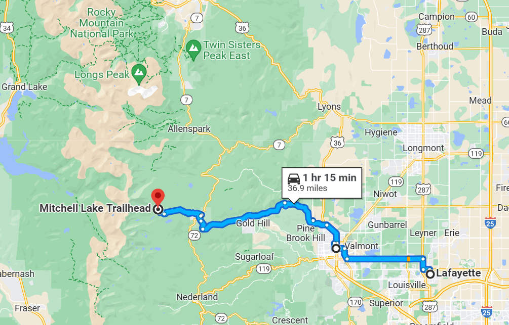 Route to Blue Lake Trailhead