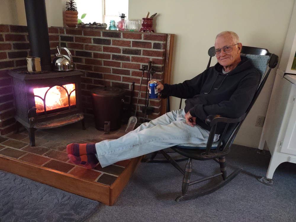 Enjoying the Nowegian TV at John and Petra's