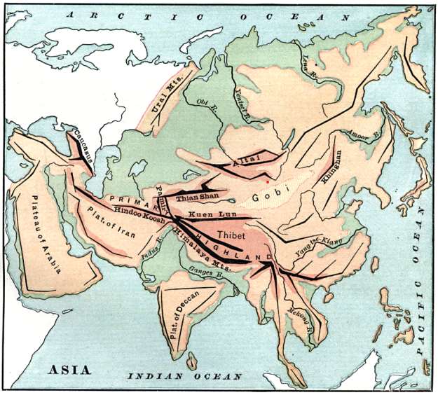 Map: M.F. Maury, Physical Geology, University Publishing Co., 1885