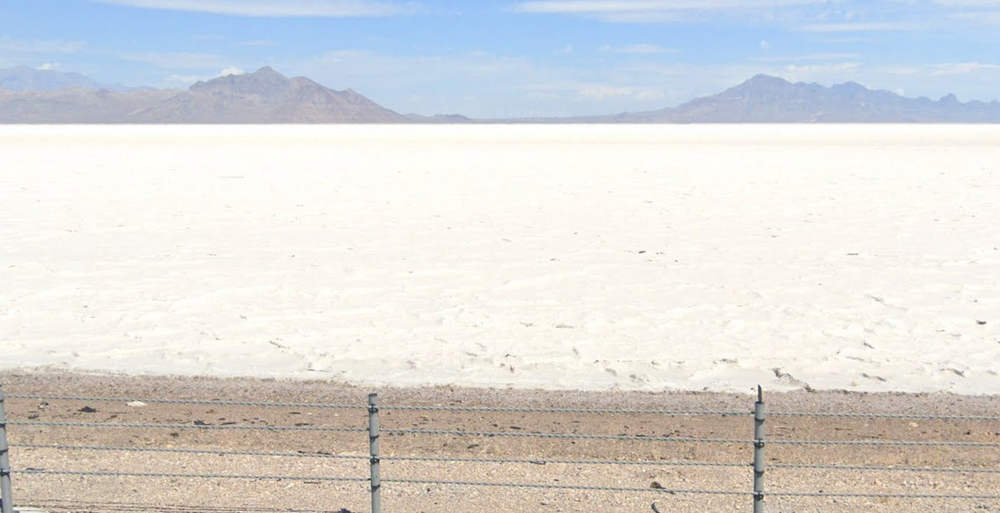 A view of the Bonneville Salt Flats looking north from I-80. 
